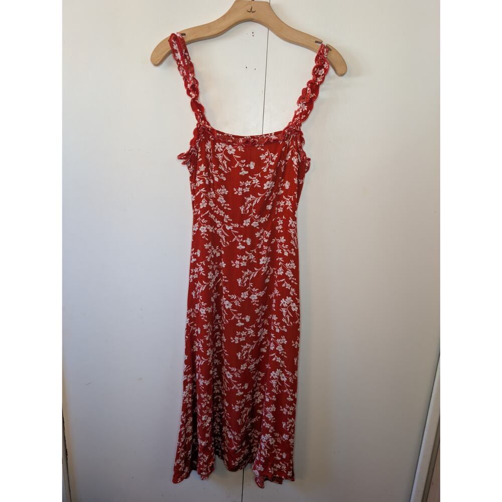 Lulus Garden Ruffle Red Dress | Small | Ruffled Sleeves - Picture 10 of 16
